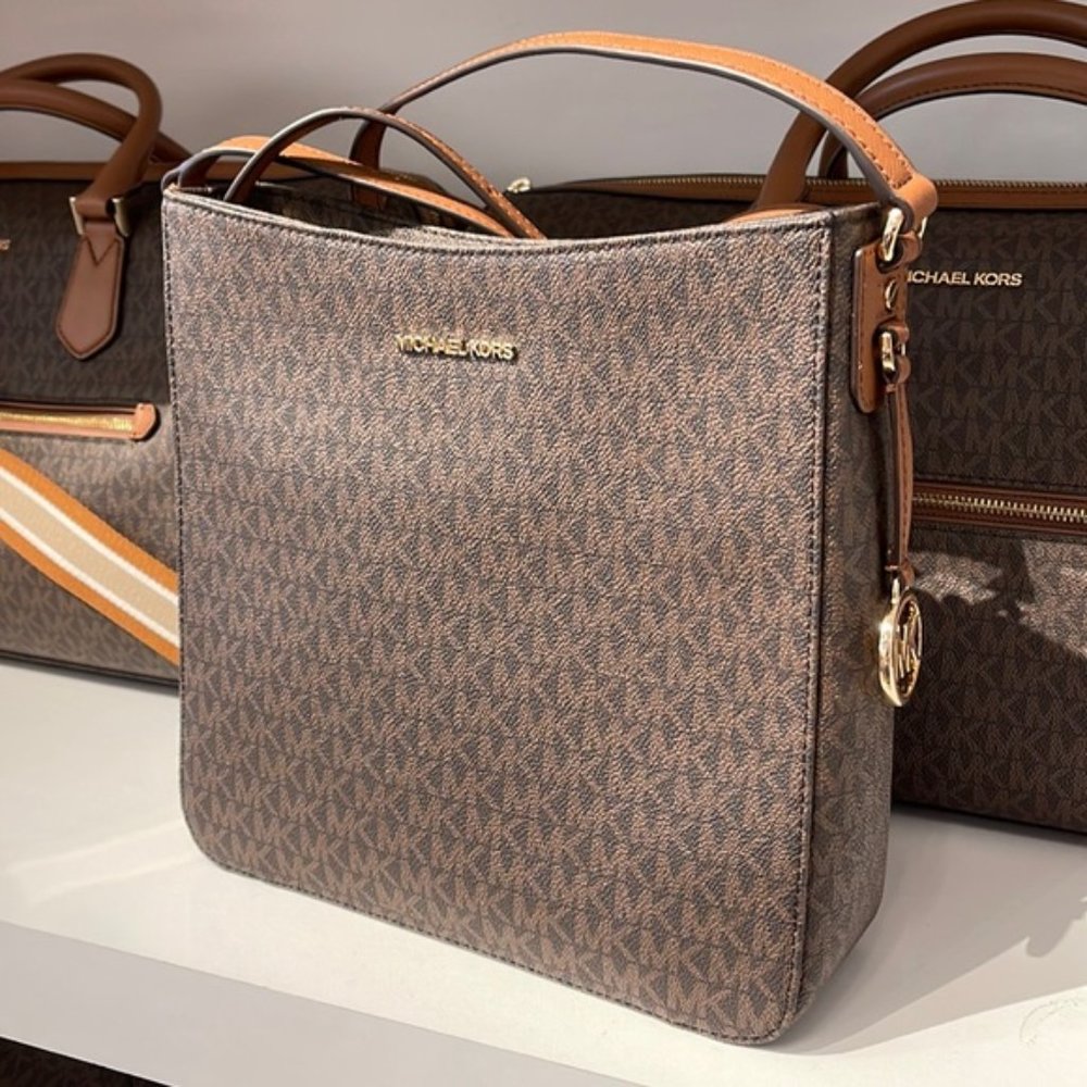 Michael Kors Jet Set Travel Large Messenger Crossbody Bag Brown - Picture 3 of 16